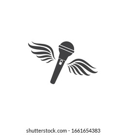 microphone icon logo of karaoke and musical vector illustration design template