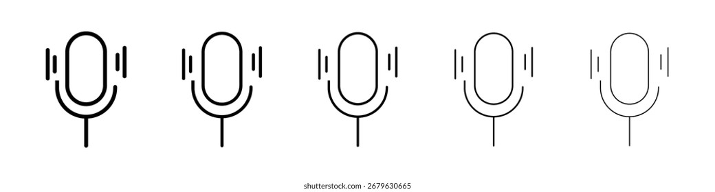Logotipo do ícone do microfone na coleção de linhas de traçado