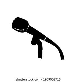 Microphone icon logo in vector hand drawn style isolated on white background