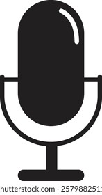 Microphone icon. Microphone logos template for web and mobile app. Media and Web icon in flat style. Microphone icon symbolizing broadcast and audio recording on a transparent background.