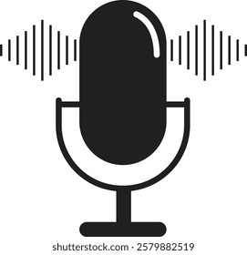 Microphone icon. Microphone logos template for web and mobile app. Media and Web icon in flat style. Microphone icon symbolizing broadcast and audio recording on a transparent background.