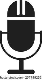 Microphone icon. Microphone logos template for web and mobile app. Media and Web icon in flat style. Microphone icon symbolizing broadcast and audio recording on a transparent background.