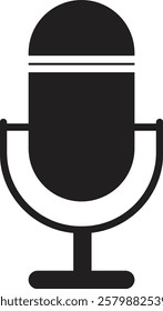 Microphone icon. Microphone logos template for web and mobile app. Media and Web icon in flat style. Microphone icon symbolizing broadcast and audio recording on a transparent background.