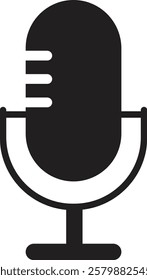 Microphone icon. Microphone logos template for web and mobile app. Media and Web icon in flat style. Microphone icon symbolizing broadcast and audio recording on a transparent background.