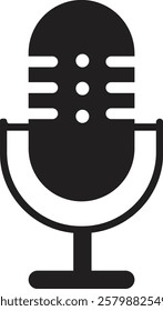 Microphone icon. Microphone logos template for web and mobile app. Media and Web icon in flat style. Microphone icon symbolizing broadcast and audio recording on a transparent background.