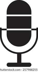 Microphone icon. Microphone logos template for web and mobile app. Media and Web icon in flat style. Microphone icon symbolizing broadcast and audio recording on a transparent background.