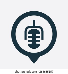 microphone icon map pin on white background

