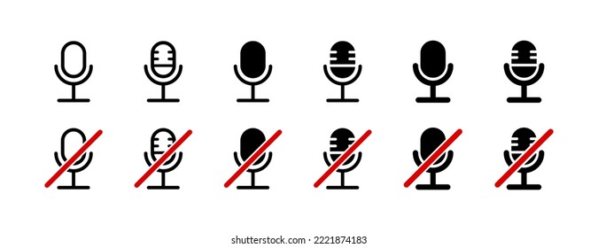 Microphone Icon. Mic Mute Symbol. Vector Isolated Sign.