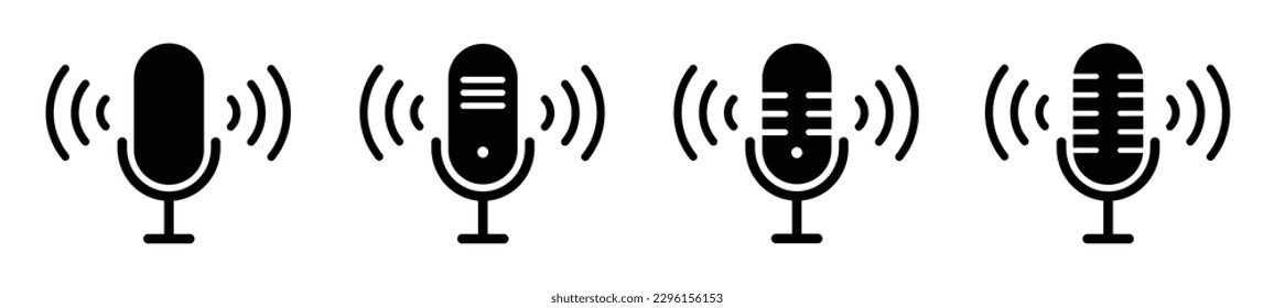 Microphone icon. Mic icon. Podcast icon. Voice icon, vector illustration