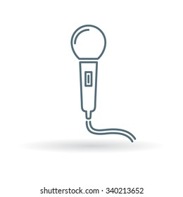 Microphone icon. Mic sign. Karaoke symbol. Thin line icon on white background. Vector illustration.