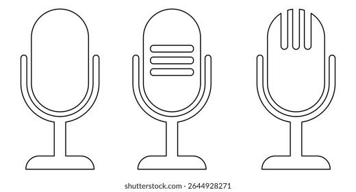 ícone de microfone. ícone de microfone. ícone de microfone variante. Microfone de Karaokê. Podcast design de linha de microfone. ilustração vetorial eps 10.