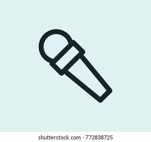 Microphone icon mike line isolated on clean background. Mike concept drawing microphone icon line in modern style. Vector microphone illustration for your web site mobile logo app UI design.