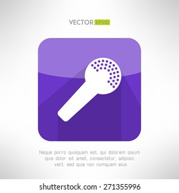 Microphone icon in modern flat design. Clean and simple mic sign with long shadow. Vector illustration