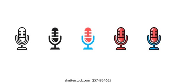 Microphone icon in a modern flat style, perfect for multimedia, audio recording, podcasts, music production, broadcasting, and creative projects. Ideal for apps, web, and digital content.