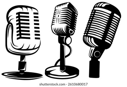 Microphone icon or modern line symbol. Vector line art and icon design with thick outline. Black and white Pixel Perfect minimalist symbol isolated on white background. Thin sign