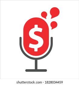 microphone icon. microphone and money icon. concept for financial podcast