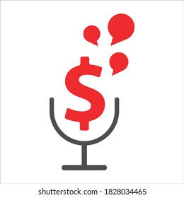 microphone icon. microphone and money icon. concept for financial podcast