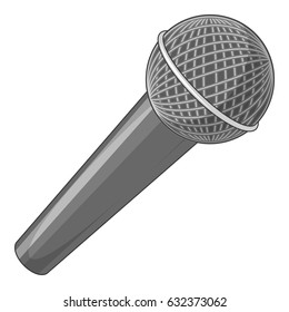 Microphone icon in monochrome style isolated on white background vector illustration