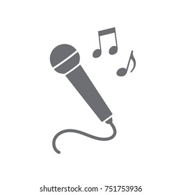 Microphone Icon with Musical notes