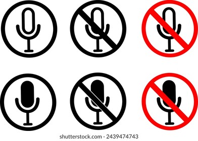 Microphone icon. Microphone mute icon. Replaceable vector design.
