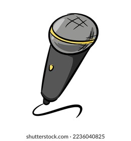 icono de micrófono. tema de año nuevo, celebración, música. para plantilla, etiqueta adhesiva, patrón, impresión. vector dibujado a mano.