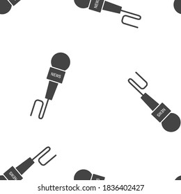 Microphone icon with a news symbol seamless pattern on a white background.