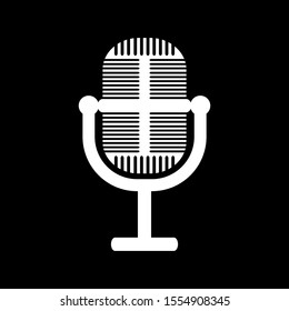 Microphone icon on black background. Vector illustration.