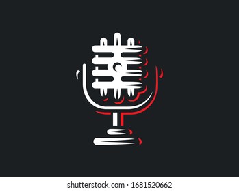 Microphone icon on black background