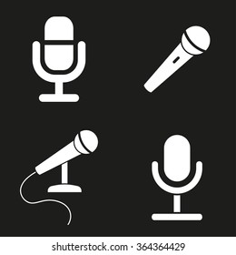 Microphone  icon  on black background. Vector illustration.