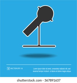 Microphone icon on blue background. Microphone symbol. Isolated black and white vector illustration EPS 10.