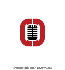 microphone icon on button good for podcast, karaoke, music studio logo 