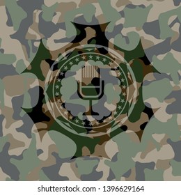 microphone icon on camo pattern