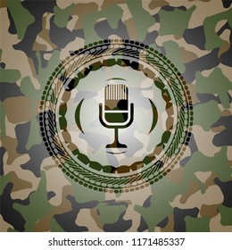 microphone icon on camouflaged texture