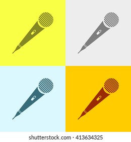 Microphone Icon on Four Different Backgrounds. Eps-10.
