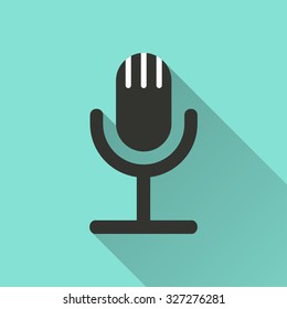 Microphone  icon  on green background. Vector illustration.