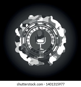 microphone icon on grey camo pattern