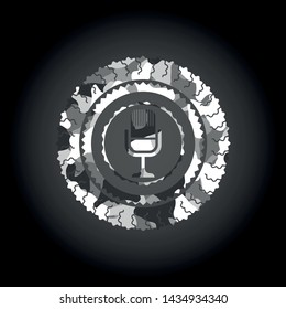 microphone icon on grey camo pattern