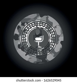 microphone icon on grey camo pattern