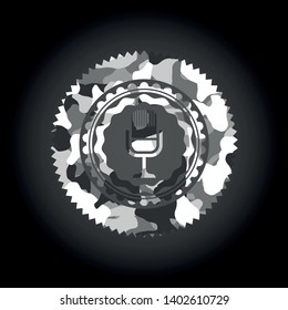 microphone icon on grey camouflage pattern