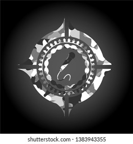 microphone icon on grey camouflaged pattern