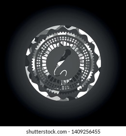 microphone icon on grey camouflaged texture