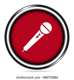 Microphone Icon on red button, voice icon illustration