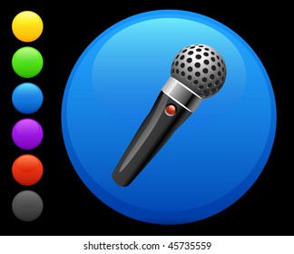 microphone icon on round internet button original vector illustration 6 color versions included