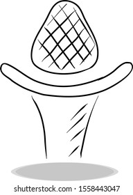 Microphone icon on white background, hand drawing. Flat design. Illustration singing, contour of symbol black