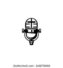Icono de micrófono en fondo blanco. plantilla vectorial icono diseño plano