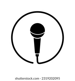 Microphone icon on white background.