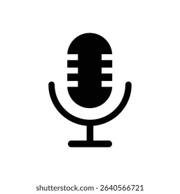 Microphone icon on white background.