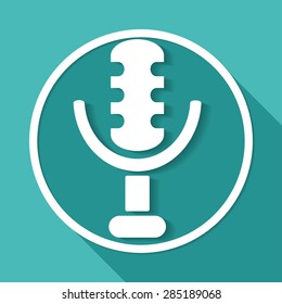 microphone icon on white circle with a long shadow