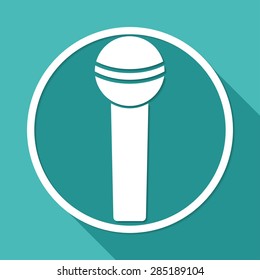 microphone icon on white circle with a long shadow