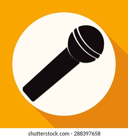 microphone icon on white circle with a long shadow